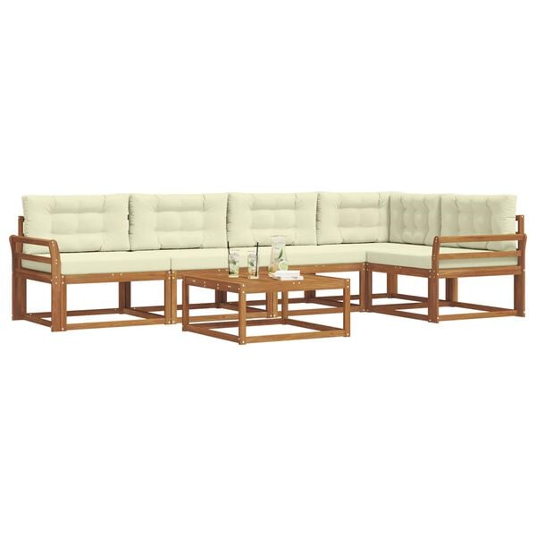 vidaXL Utomhussoffset med kudde 6 pcs Naturlig och Gr&auml;dde