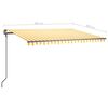 vidaXL Automatisk markis med vindsensor & LED 4x3 m gul och vit