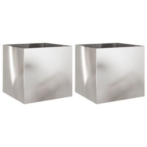 vidaXL Odlingsl&aring;dor 2 st silver 49x47x46 cm rostfritt st&aring;l
