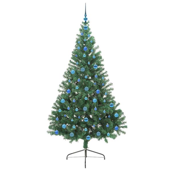 vidaXL Konstgjord F&ouml;rbelyst Julgran med 300 LED-lampor Gr&ouml;n 210 cm PVC