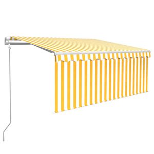 vidaXL Automatiserad markis vindsensor rullgardin LED 3x2,5m gul/vit