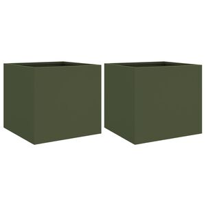 vidaXL Odlingsl&aring;dor 2 st olivgr&ouml;n 32x30x29 cm st&aring;l