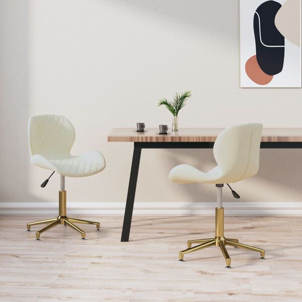 vidaXL Snurrbara matstolar 2 st gr&auml;ddvit sammet