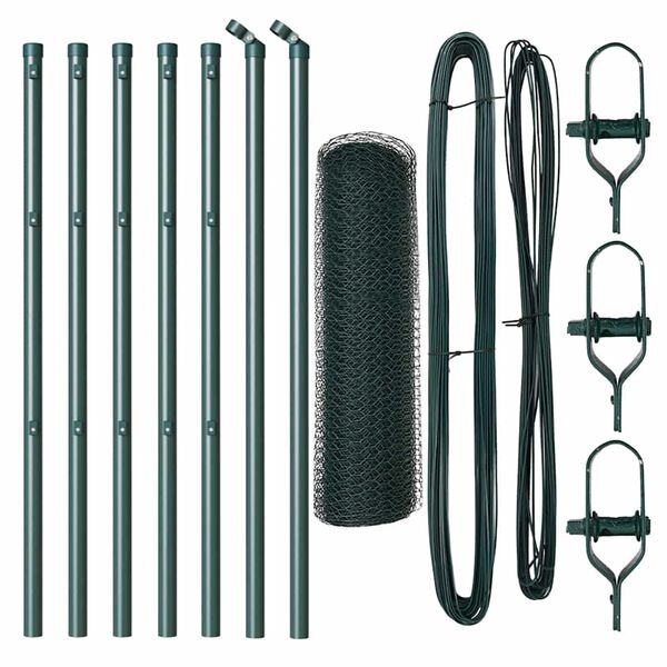 vidaXL St&auml;ngselstolpe Gr&ouml;n 10 x 0,5 m (13 mm n&auml;t) St&aring;l och PVC