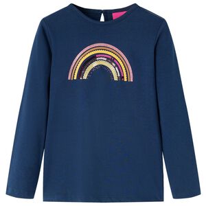 vidaXL T-shirt med l&aring;nga &auml;rmar f&ouml;r barn marinbl&aring; 128
