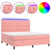 vidaXL Rams&auml;ng med madrass rosa & LED 160x200 cm sammet