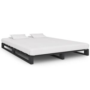 vidaXL Palls&auml;ng utan madrass gr&aring; 140x200 cm massiv furu