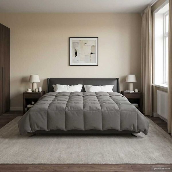 vidaXL Sommar Duvet Quiltad Ljusgr&aring; 200 x 200 cm Mikrofiber