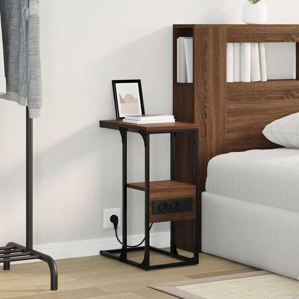 vidaXL Nattduksbord brun ek 41.5 x 26 x 60.5 cm Konstruerat tr&auml;