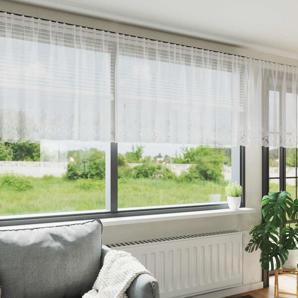vidaXL Spetsgardin med gardiner Vit 500 x 120 cm Polyester