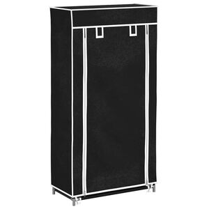vidaXL Skof&ouml;rvaring med &ouml;verdrag i tyg 58 x 28 x 106 cm svart