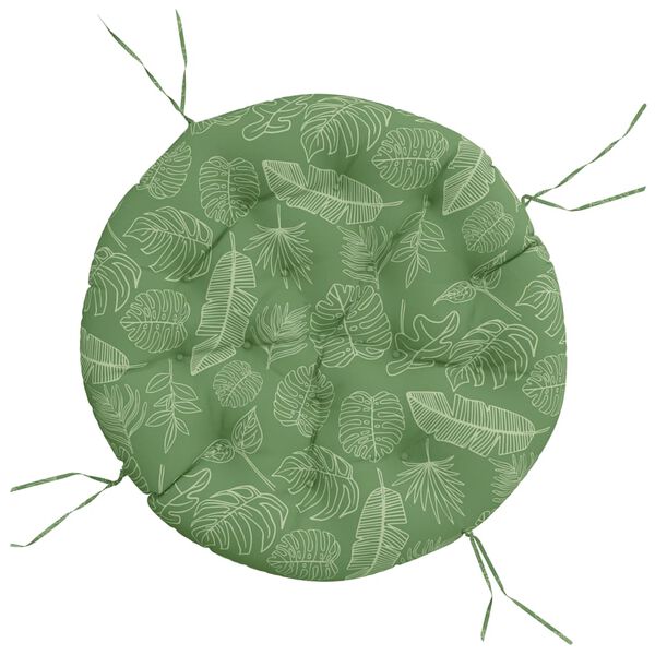 vidaXL Rund dyna bladm&ouml;nster &Oslash; 100x11 cm oxfordtyg