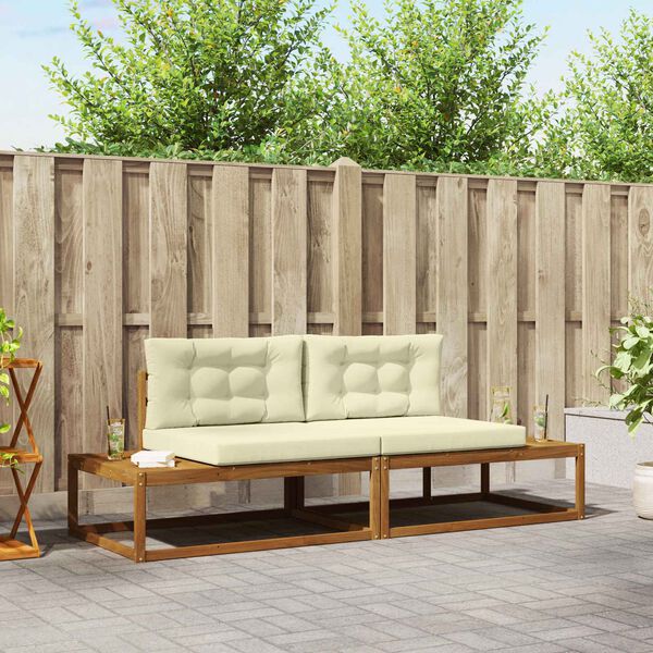 vidaXL Utomhussoffset med kudde 2 Stycke Naturlig och Gr&auml;dde