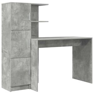 vidaXL Skrivbord Betonggr&aring; 133.5 x 50 x 124 cm 2 st