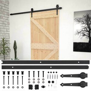 vidaXL Skjutd&ouml;rr Naturlig och svart 100 x 210 cm Massiv furu