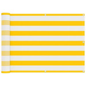 vidaXL Balkong Sk&auml;rm 75 x 200 cm Oxford Tyg Rektangul&auml;r Gul och Vit