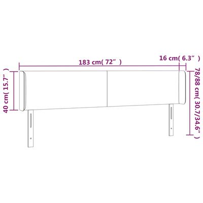 vidaXL Huvudgavel LED rosa 183x16x78/88 cm sammet