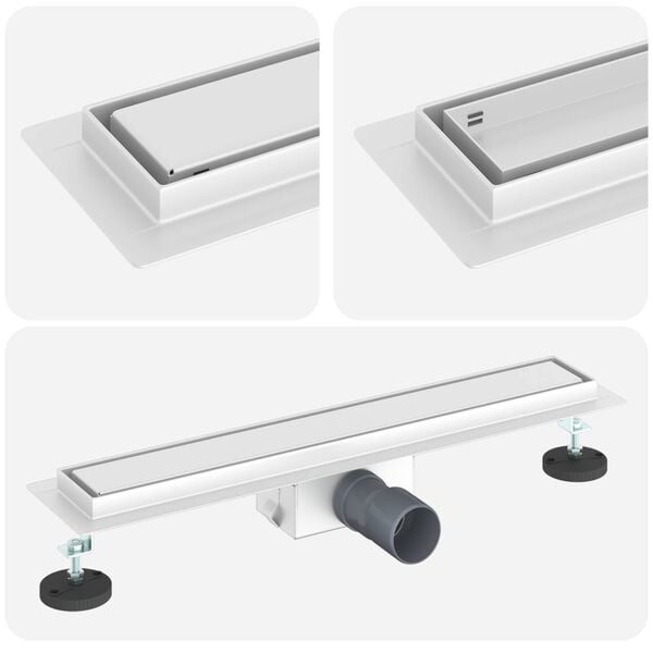 vidaXL Duschavlopp med Glasöverdrag Silver 60 cm Rostfritt Stål 304