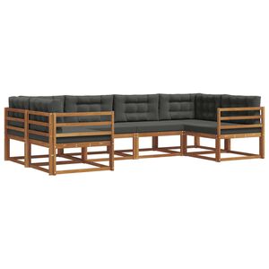 vidaXL Utomhussoffset med kudde 6 pcs Naturlig och Antracit
