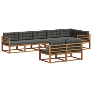 vidaXL Utomhussoffset med kudde 8 pcs Naturlig och Antracit