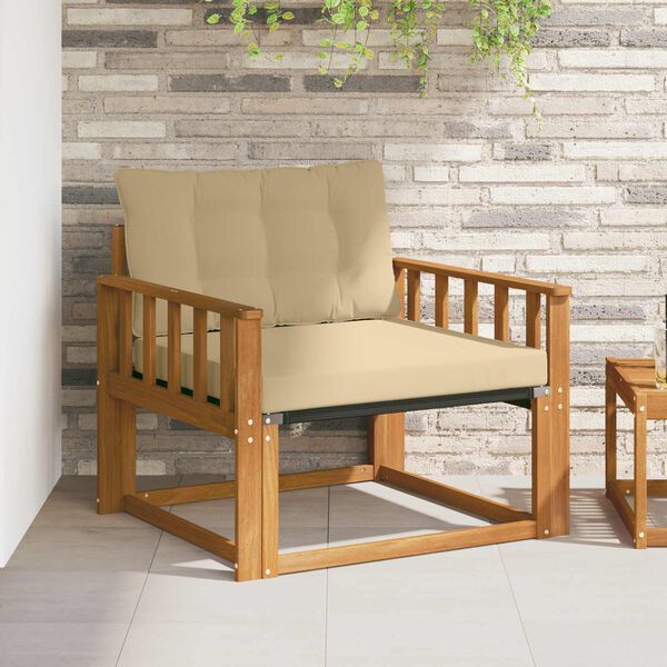 vidaXL Utomhussoffset Massivt Akaciatr&auml; och Textilene Naturf&auml;rg