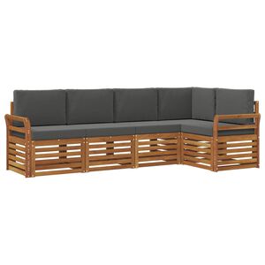 vidaXL Sektionsoffgrupp 5 pcs Naturlig och Antracit Massivt Akaciatr&auml;
