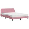 vidaXL S&auml;ng med madrass Dover rosa 140x200 cm sammet