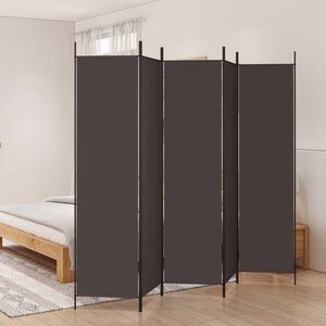 vidaXL Rumsavdelare 5 paneler brun 250x200 cm tyg