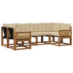 vidaXL Utomhussoffset med kudde 6 pcs Naturlig och Beige