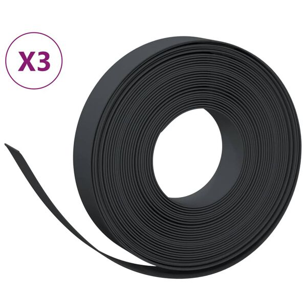 vidaXL Rabattkant svart 3 st 10 m 10 cm polyeten
