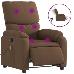 vidaXL Elektrisk massagef&aring;t&ouml;lj brun tyg