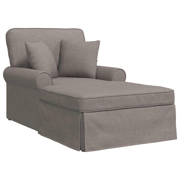 vidaXL Chaise Lounge med Kjol med kudde Taupe 91 x 157 x 91 cm tyg