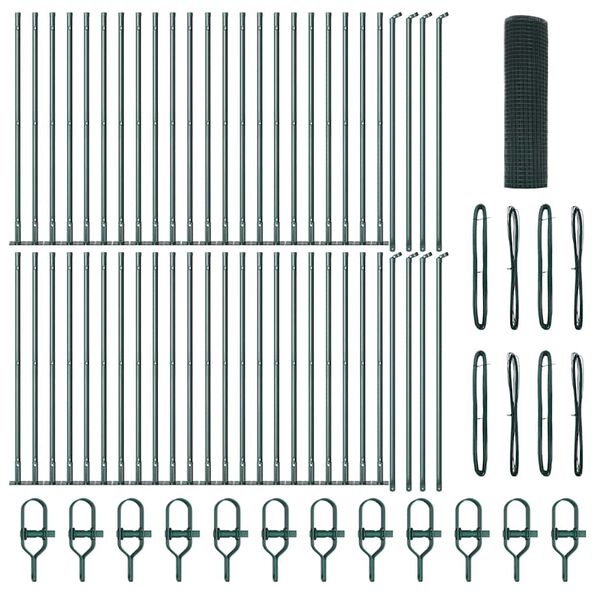 vidaXL St&auml;ngselstolpe Gr&ouml;n 100 x 0,4 m (16 x 16 mm n&auml;t) St&aring;l och PVC