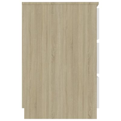 vidaXL Skrivbord vit och sonama-ek 140x50x77 cm konstruerat trä