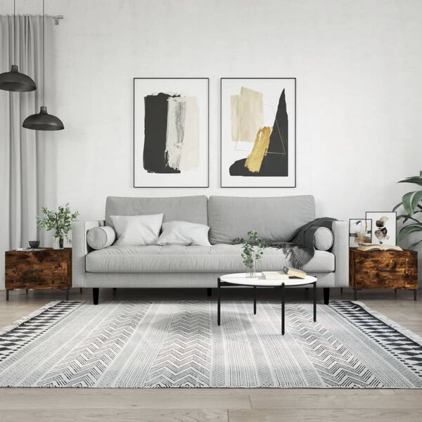 vidaXL Soffbord 2 st rökfärgad ek 50x50x40 cm konstruerat trä