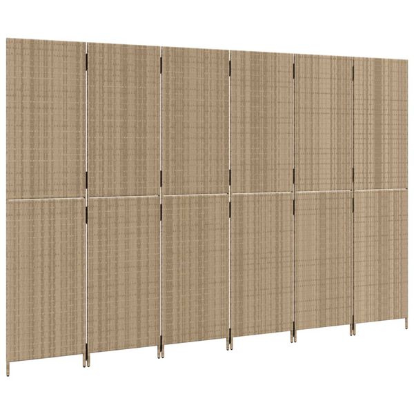 vidaXL Rumsavdelare 6 paneler beige konstrottning