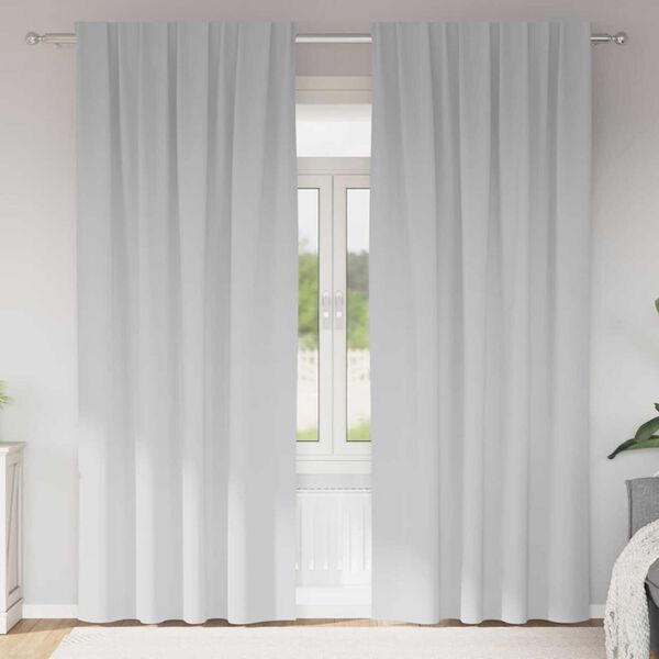 vidaXL M&ouml;rkl&auml;ggningsgardiner med Ringar 2 pcs Ljusgr&aring; 225 x 140 cm