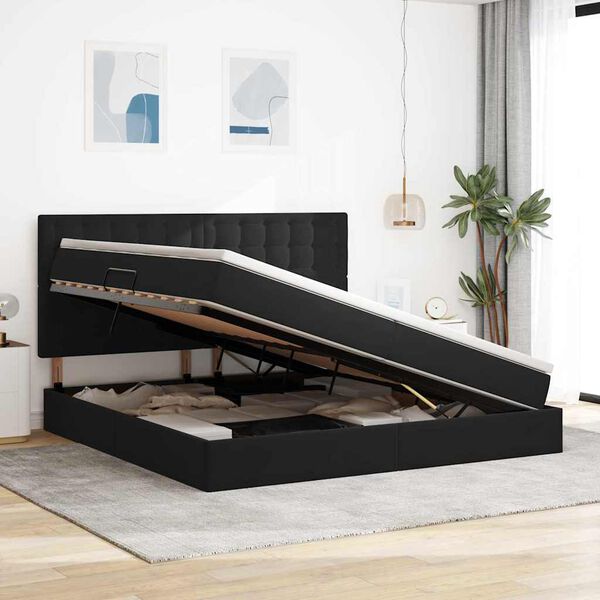 vidaXL F&ouml;rvaringss&auml;ng med madrass Svart 200 x 200 cm Sammet