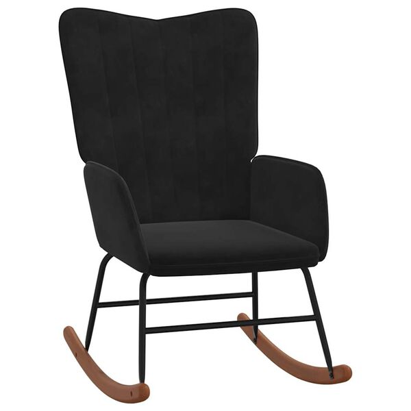vidaXL Gungstol med fotpall Svart sammet