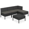 vidaXL Loungegrupp med dynor 5 delar konstrotting svart