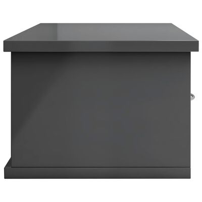 vidaXL Väggmonterade lådor grå högglans 60x26x18,5 cm spånskiva
