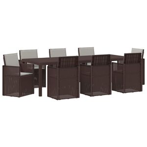 vidaXL Tr&auml;dg&aring;rdsm&ouml;belset med kudde 9 pcs Brun och ljusgr&aring; PP