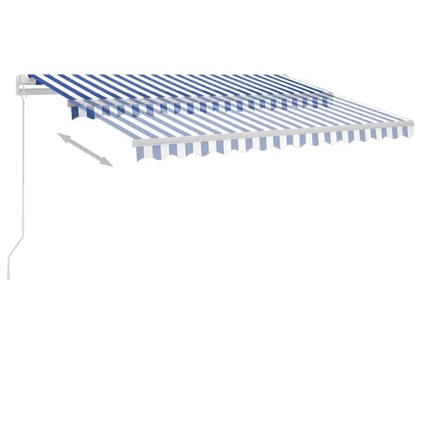 vidaXL Markis manuellt inf&auml;llbar med LED 300x250 cm bl&aring; och vit