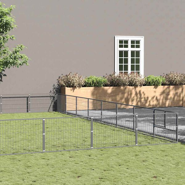 vidaXL Hundg&aring;rd silver 72 m&sup2; st&aring;l