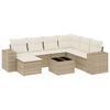 vidaXL Matgrupp f&ouml;r tr&auml;dg&aring;rden med dynor 8 delar beige konstrotting