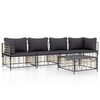 vidaXL Loungegrupp 5 delar med dynor antracit konstrotting