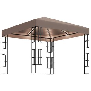 vidaXL Paviljong med ljusslinga LED 3x3 m taupe