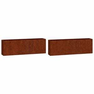 vidaXL Odlingsl&aring;dor f&ouml;r v&auml;gg 2 st rosttr&ouml;gt st&aring;l 53x10x17 cm