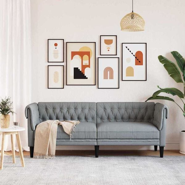 vidaXL Soffa Ljusgr&aring; 201,5 x 74,5 x 74,5 cm Polyester