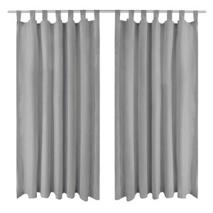 vidaXL Gardiner i microsatin 2 st med &ouml;glor 140x175 cm gr&aring;